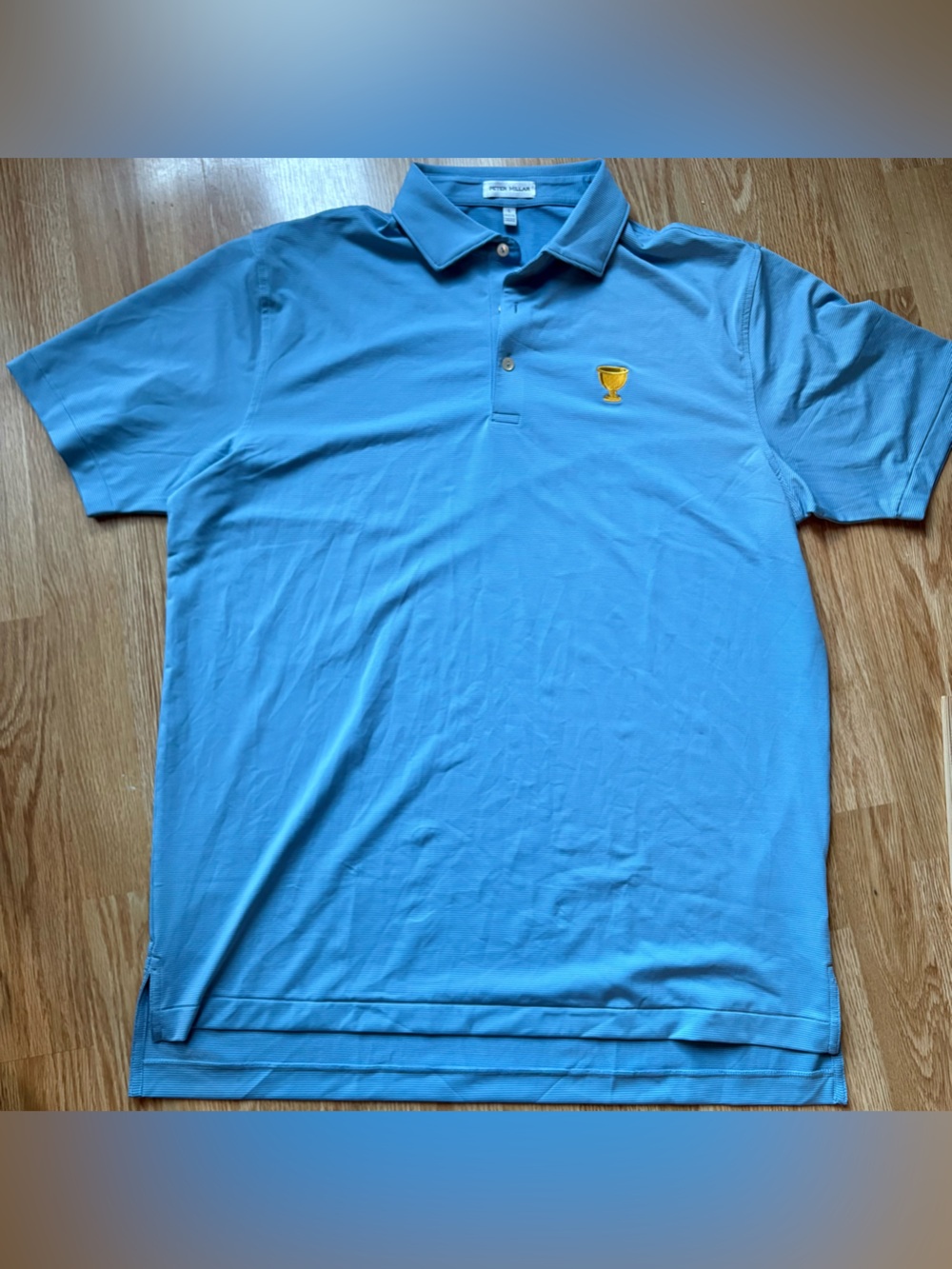 Peter millar blue stripe golden cup polo shirt size L